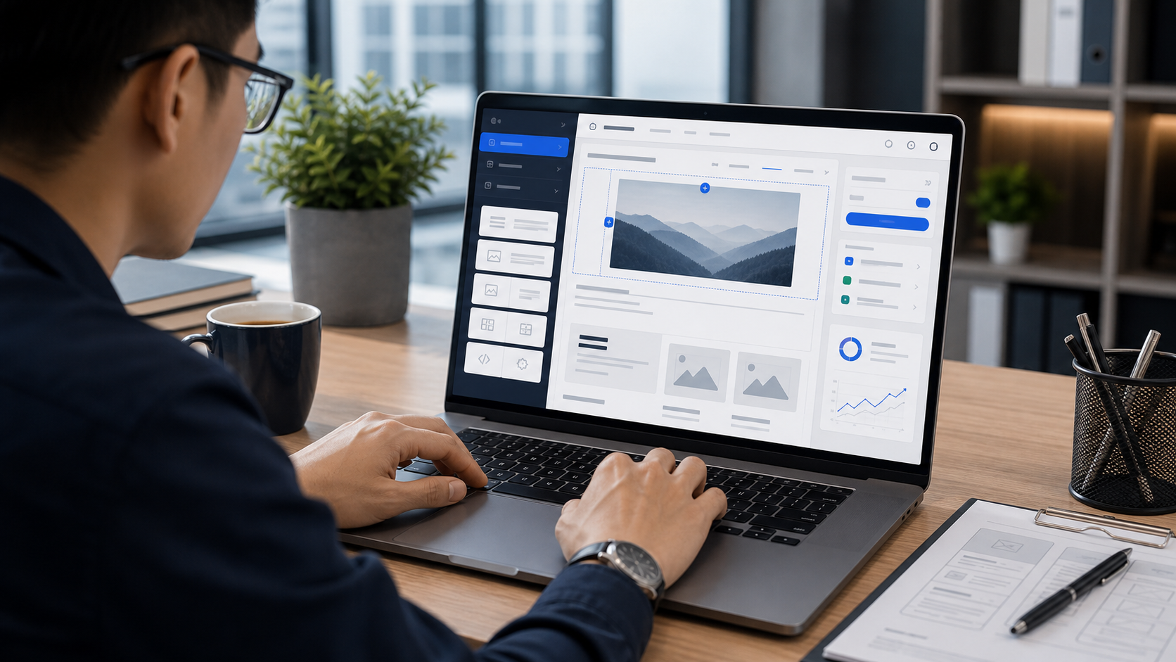 Dashboard konten dan laporan performa untuk CMS custom bisnis