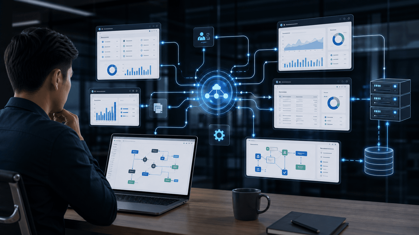 Ilustrasi proses software dari ide sampai selesai untuk integrasi sistem API