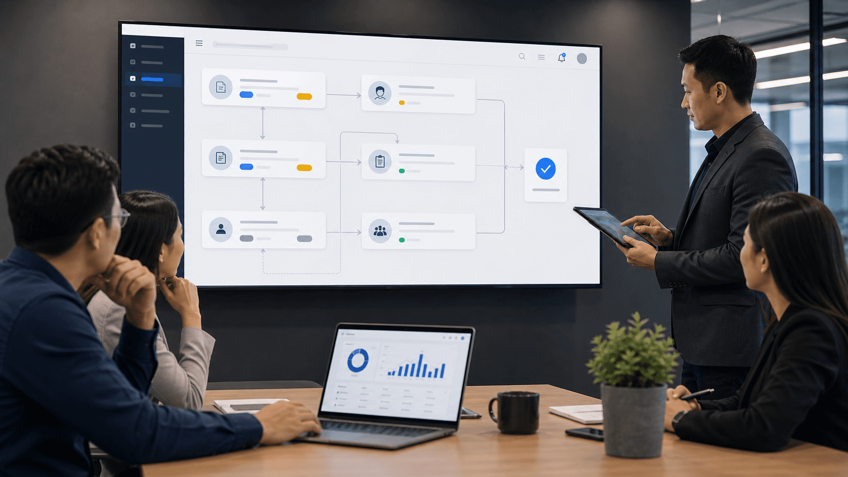 Ilustrasi workflow bisnis untuk aplikasi internal approval perusahaan
